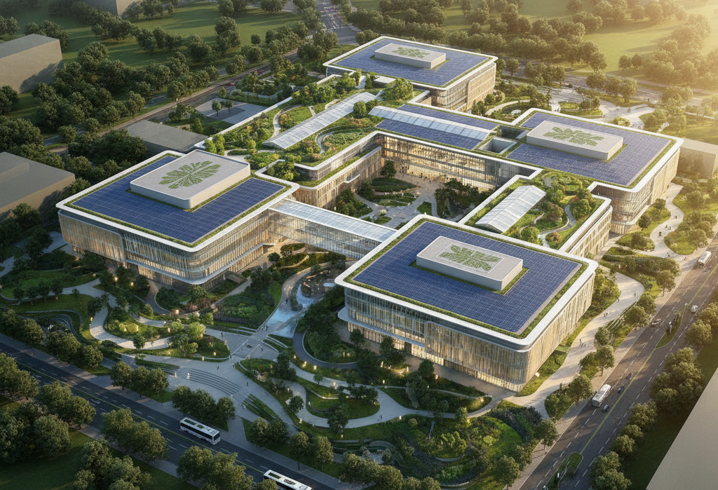 Future vision of a next-generation hospital campus with optimised clinical flow, infection control, and sustainable infrastructure